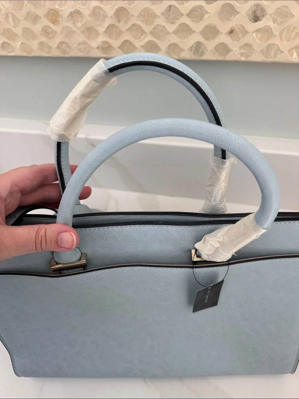 The Limited Light Blue Structured Top-Handle Satchel purse bag